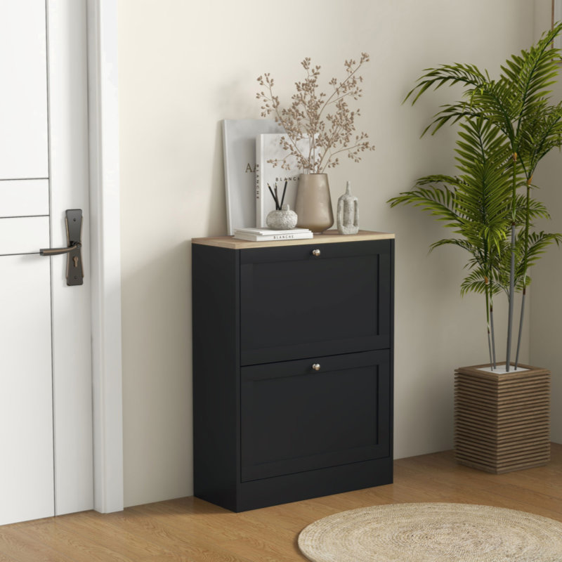 Black slim shoe cabinet top